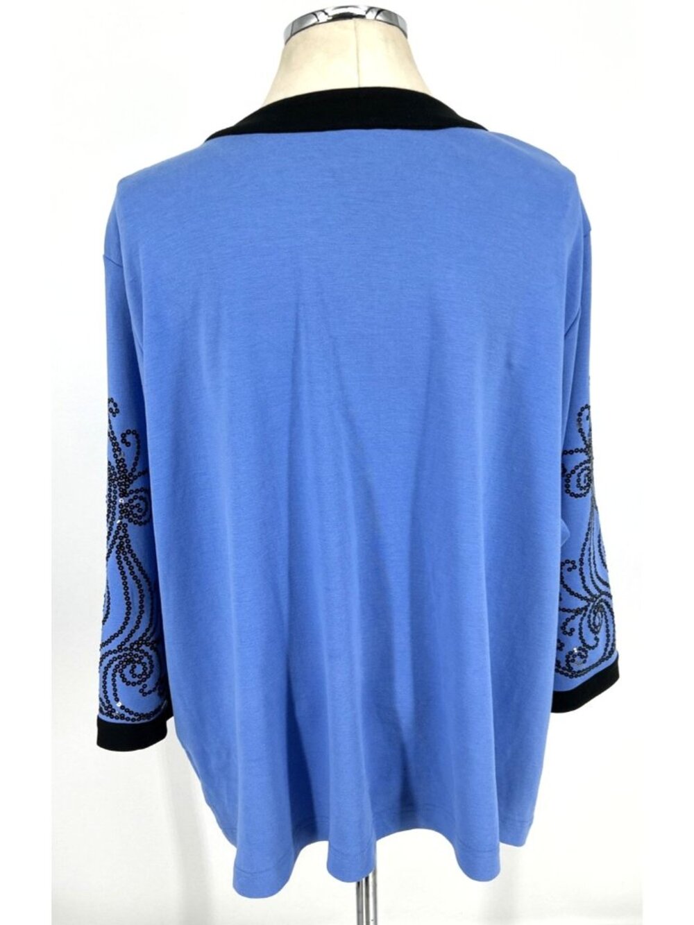 Bob Mackie Womens Cardigan Blue Black Sz 3XL Wearable Art Sequin Embellished - Picture 5 of 7